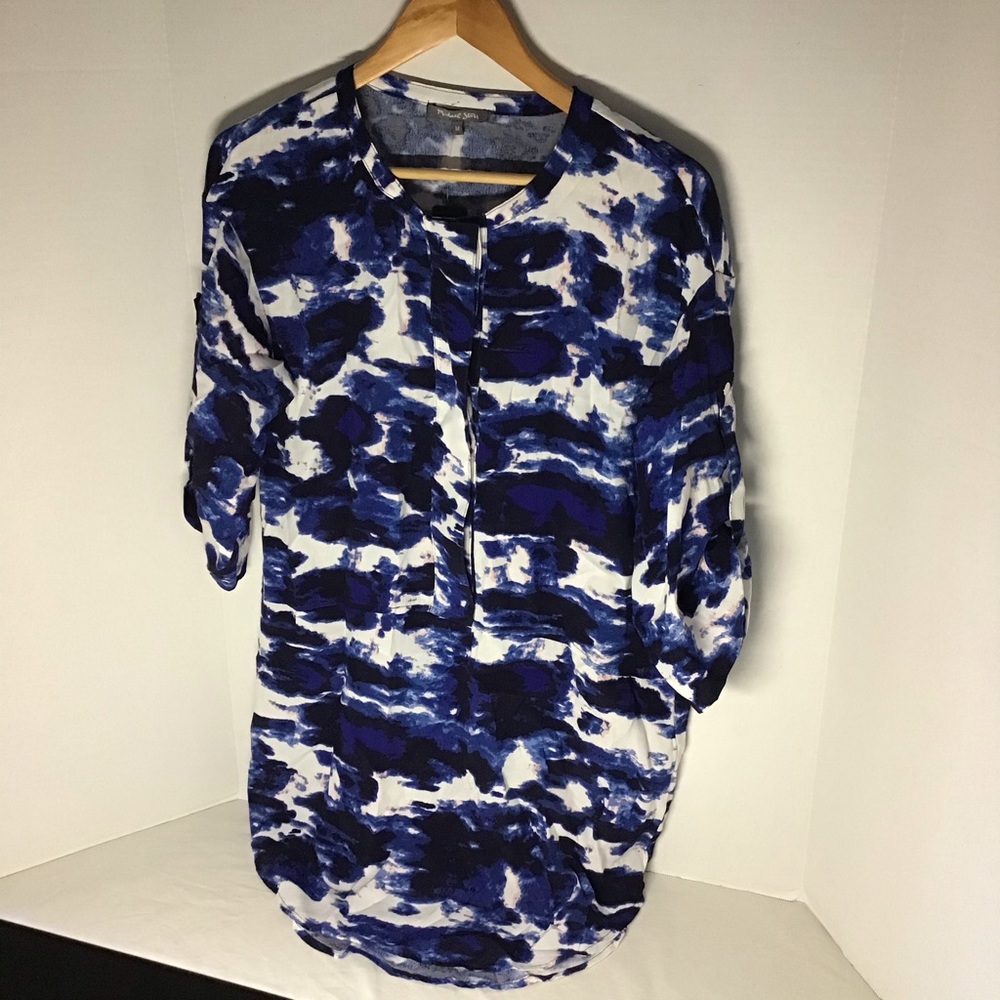 Michael Stars Blue and White Abstract Print Tunic